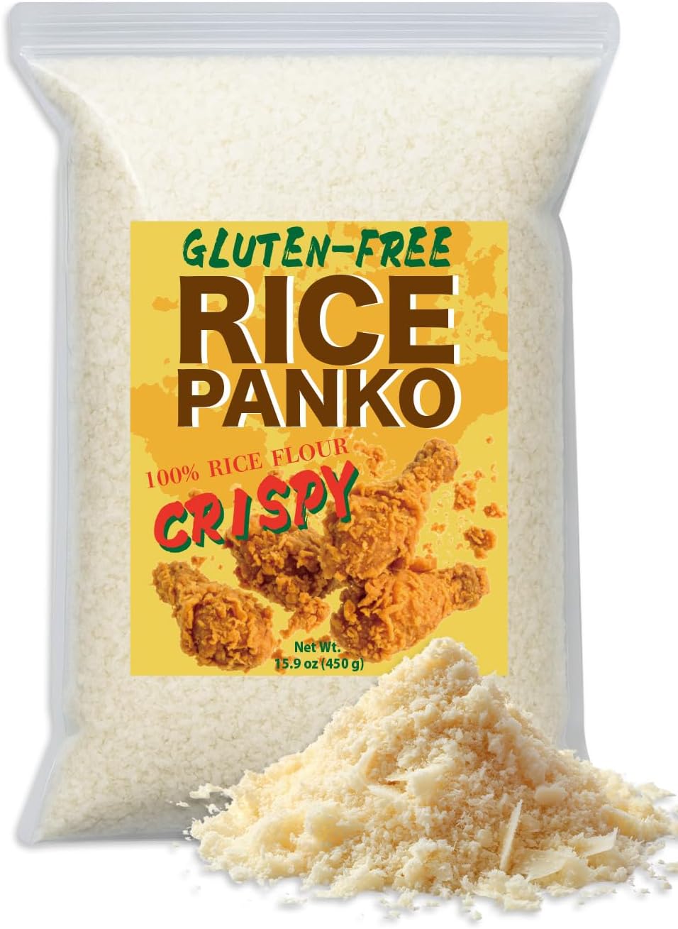 Gluten-Free & Wheat-Free Rice Flour Panko – Made from Japanese Rice, Single Ingredient (100%), Light Extra-Crispy Panko-Style Coating for Frying, Baking & Air Fryer, Perfect for Tonkatsu & Light Tempura – 15.9 oz (450g)