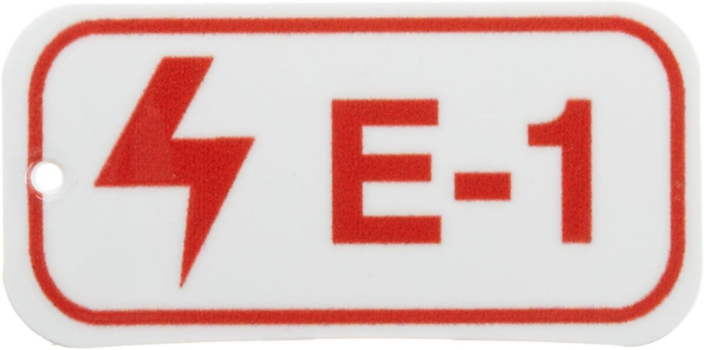 Brady 105679 3" Width x 1-1/2" Height, B-401 BradyTuff Plastic, Red on White Energy Source Tag, Legend "E-1" (Pack of 25)