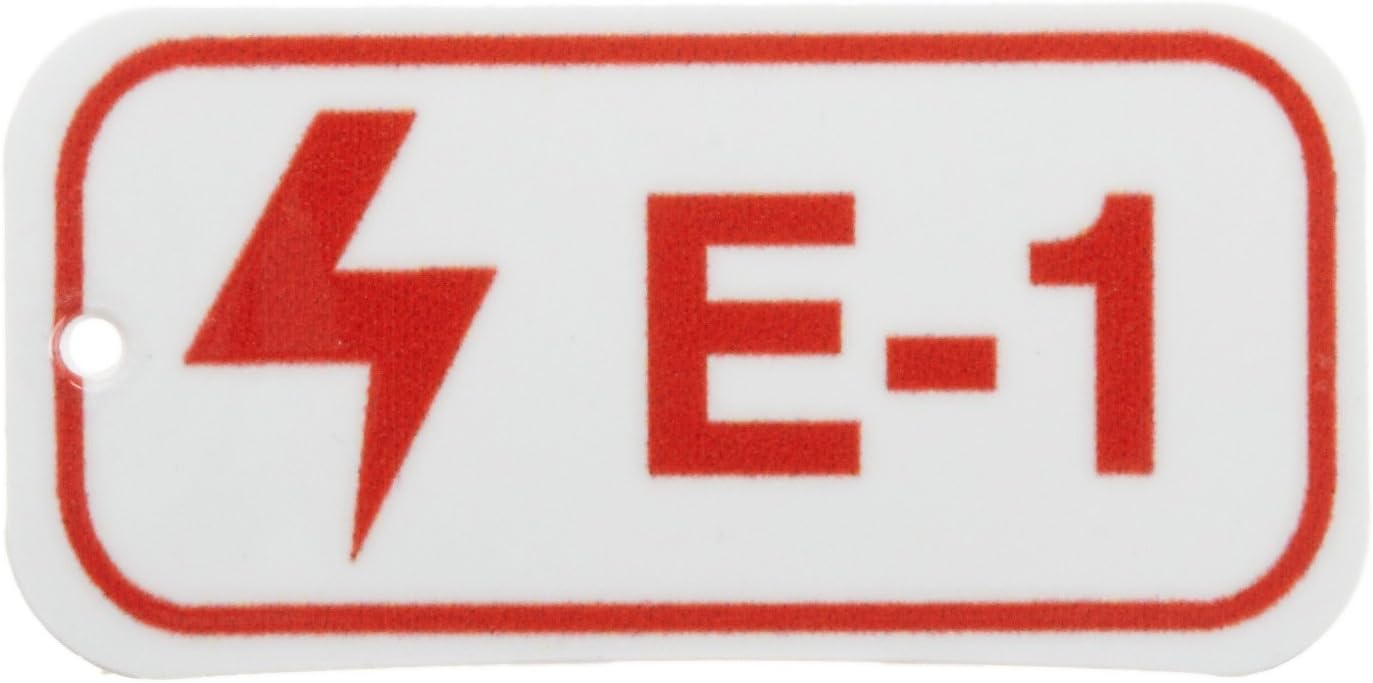 Brady 105679 3" Width x 1-1/2" Height, B-401 BradyTuff Plastic, Red on White Energy Source Tag, Legend "E-1" (Pack of 25)