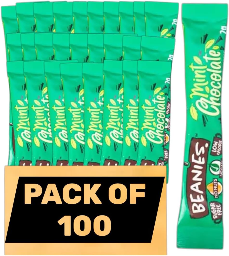 Beanies Mint Chocolate Flavoured Instant Coffee Sticks – (Pack of 100 Single Serve Sachets) Refreshing Mint Chocolate Flavour