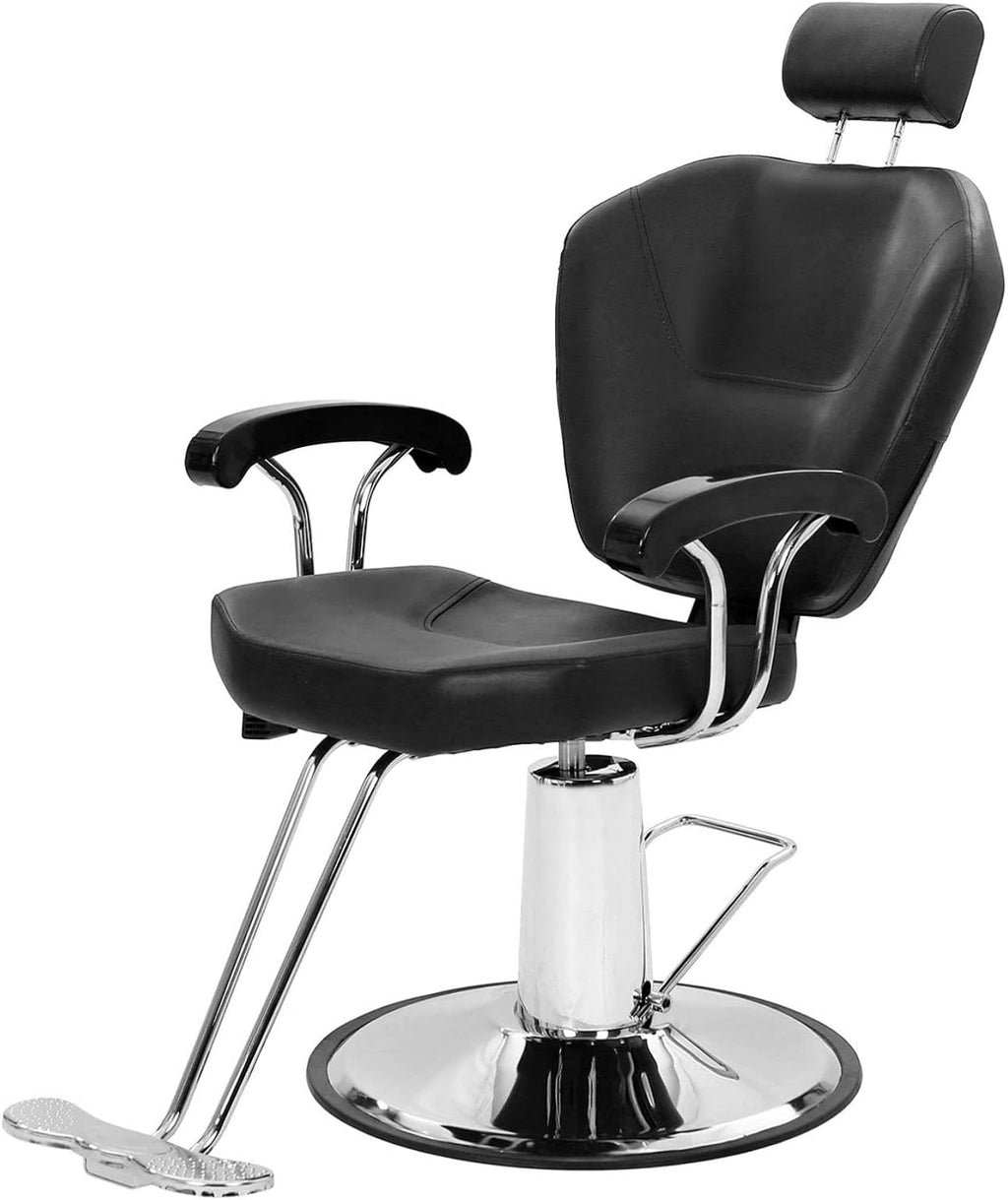 Winado Heavy Duty Reclining Barber Chair for Barber Shop, Styling Salon Chair with Headrest and Footrest, 360 Degree Swivel, Height Adjustable, Fit Hair Stylist Women Men, Black