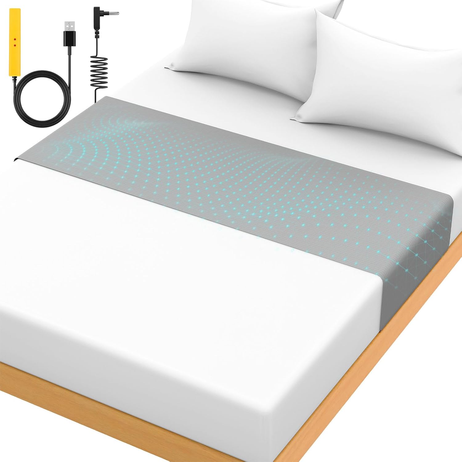 Grounding Mat for Bed 90% Organic Cotton+10% Pure Silver Fiber, Grounding Fitted Sheets for All Mattress Sizes, with Static grounding Cord and Test Pen (Gray, 105.5 * 23.5 inch)