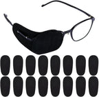 CREATCABIN 18Pcs Lazy Eye Patch Adult Glasses Cloth Eye Cover Black Reusable Amblyopia Strabismus Medical Textile Cover Single Left Right Eyepatch for Adults After Surgery Recovery 4 x 2 Inch