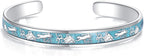 ONEFINITY Bracelets for Women 18k White Gold Plated Turquoise Bangle Cuff Bracelets Turquoise Jewelry Gift for Women