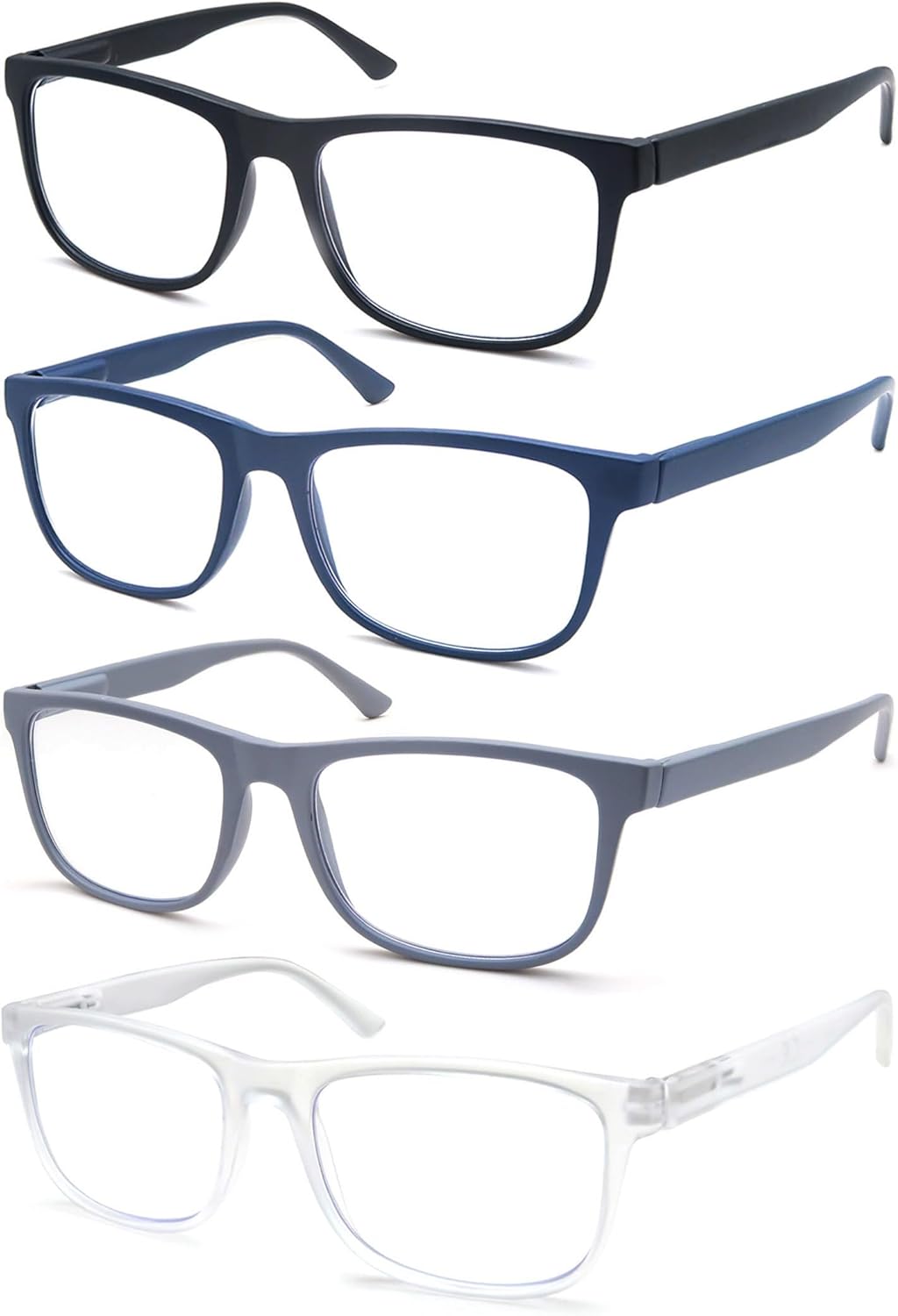 Large Reading Glasses Mens Oversized Wide Readers +2.25 Lightweight Square Magnifying Cheaters Glasses for Men W/Big Head 4 Pack