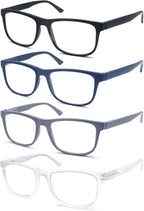 Large Reading Glasses Mens Oversized Wide Readers +2.25 Lightweight Square Magnifying Cheaters Glasses for Men W/Big Head 4 Pack