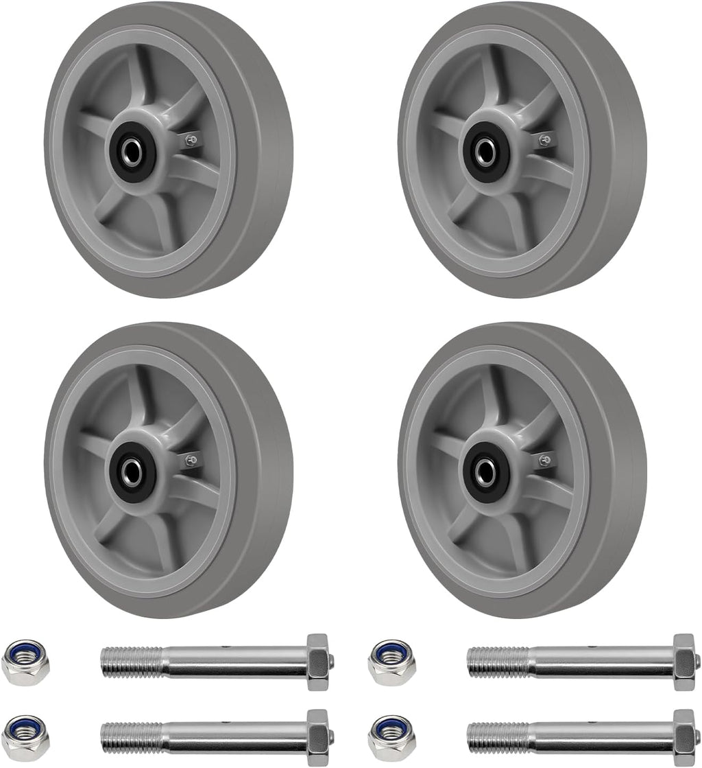 8x2"Heavy Duty Caster Wheels -Industrial Caster Wheels,Rubber Wheels- Set of 4 with up to 3600 LB Capacity