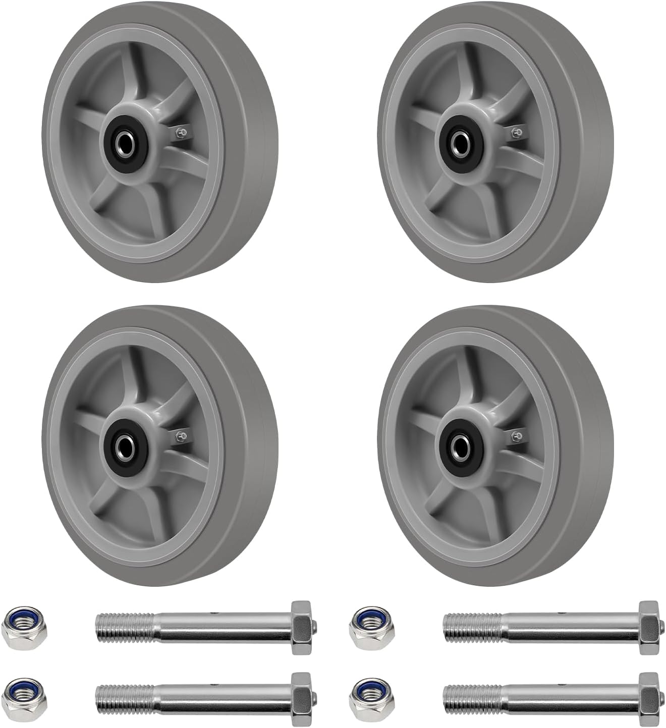 8x2"Heavy Duty Caster Wheels -Industrial Caster Wheels,Rubber Wheels- Set of 4 with up to 3600 LB Capacity