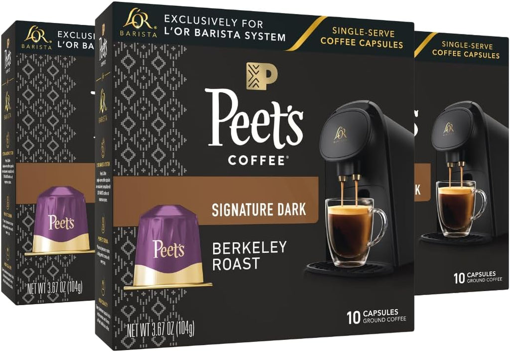 L'OR Barista Coffee Pods, 30 Count Peet's Berkeley, Single-Serve Aluminum Capsules Compatible with the L'OR BARISTA System& *Nespresso Original Machines, 30 Count (Pack of 3)