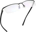 LifeArt Alloy Semi-Rimless Reading Glasses,Blue Light Blocking Glasses, Anti Eyestrain, Computer Gaming Glasses, TV Glasses for Women, Anti Glare (Black, +0.75 Magnification)