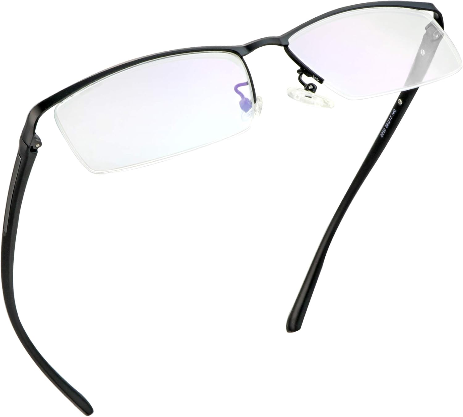 LifeArt Alloy Semi-Rimless Reading Glasses,Blue Light Blocking Glasses, Anti Eyestrain, Computer Gaming Glasses, TV Glasses for Women, Anti Glare (Black, +0.75 Magnification)