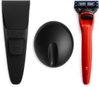 Bolin Webb Handle with Razor Stand and Waterproof Travel Case in Red. Fitted with Gillette Fusion5 Blade Cartridge. Made in England. Style is X1 (RED)