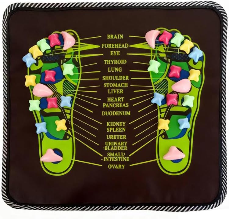 Foot Massage Mat Reflexology Walk Stone Road Foot Massage Acupoint Mat for Acupressure Relaxes for Long Sitting Elderly Students and Office Workers (13.78 x 13.78 Inches)