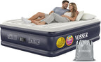 VOSSER Air Mattress Queen with Built-in Pump, 18" Raised Inflatable Blow Up Mattress,Upgraded Heavy Duty Portable Air Bed for Home,Guests,Floor & Camping, Self Inflating Colchon Inflable for Adults