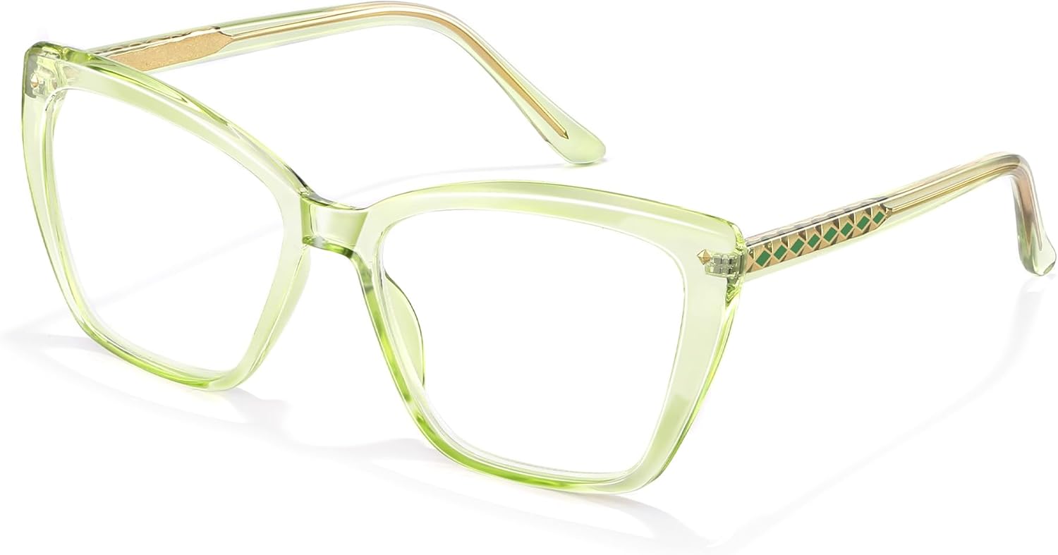 Oversized Cat Eye Blue Light Blocking Reading Glasses for Women Men, TR90 Stylish Glasses, Computer Readers