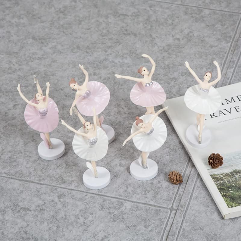6 Pcs Ballet Girl Cake Topper Dancing Ballerina Girl Figurine Cake Decorations Pink Cake Toppers for Ballet Girl Baby Shower Birthday Party Wedding Decoration