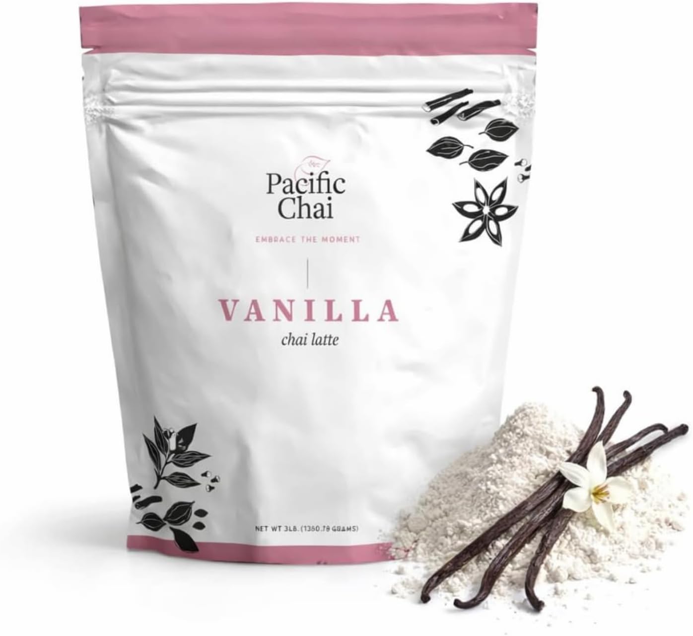 Pacific Chai Vanilla Chai Latte Mix, Instant Chai Tea Latte Powder Drink Mix, Gluten Free, Kosher, Spiced Tea Latte, 3 LB