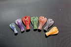 Jet 7 Chakra Agate Angels Set -Reiki Healing - Meditation- 7 Chakra Gifts - Healing Agate Crystals Angels Holistic Balancing Polished Agate Stones Set of 7 - Reiki - Metaphysical - Crafting