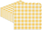 40 Pcs Yellow Gingham Paper Napkins,13x13 Inch Unolded Square Yellow and White Napkins Disposable - Soft Dinner Napkins for Picnic, Wedding, Party, Daily Use (6.5x6.5 Inch Folded)