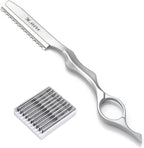 Hair Cutting Razor, Hair Razors For Cutting Hair Professional Styling Razor with Replacement Stainless Steel Blades for Salon/Home -11PCS Silver