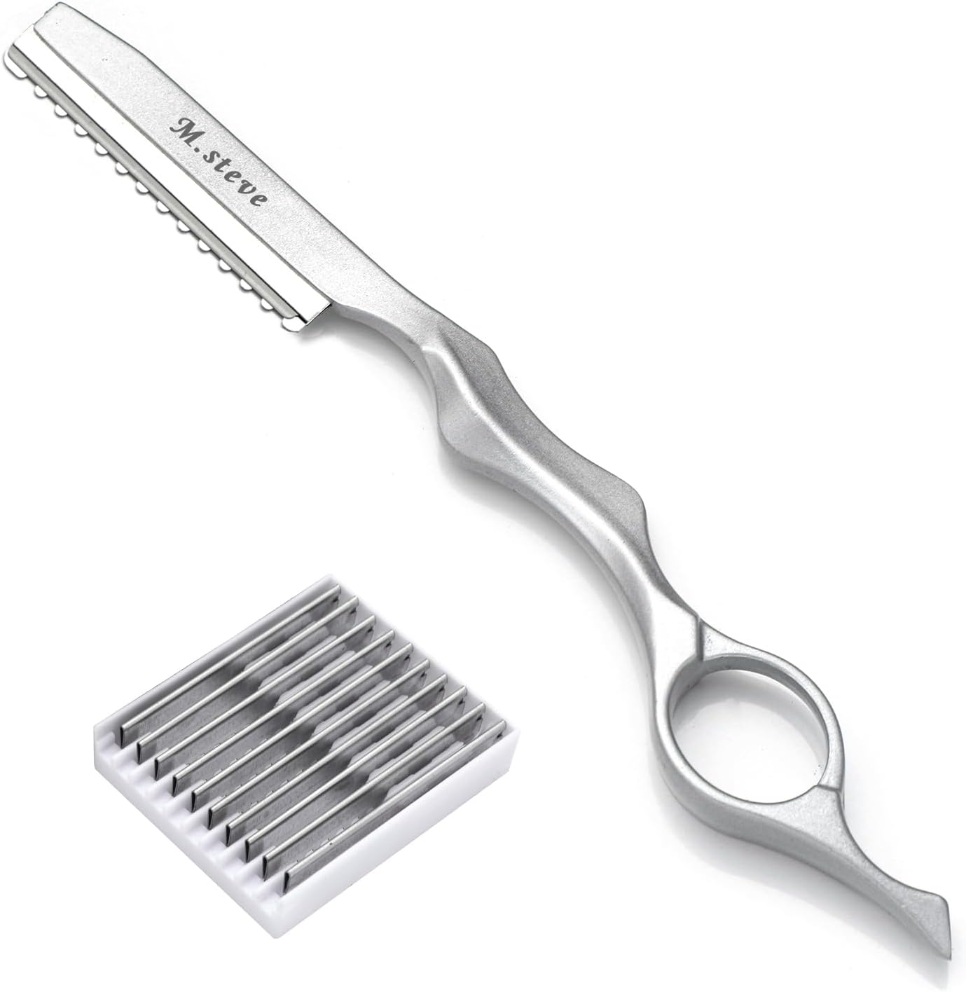 Hair Cutting Razor, Hair Razors For Cutting Hair Professional Styling Razor with Replacement Stainless Steel Blades for Salon/Home -11PCS Silver