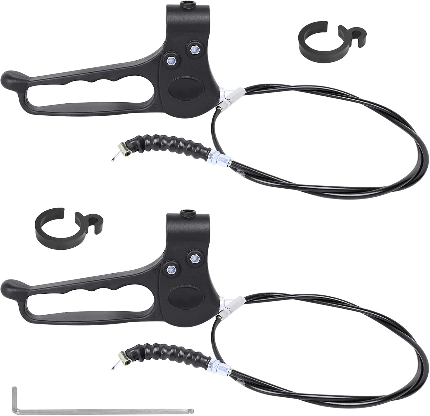 2PCS Brake Handle Replacement for Rollator Walker, Replacement Parts for Roller Walker with 41 Inch Cable Driving Components of Four-Wheel Rolling Aids, Including Buckles and Screwdrivers