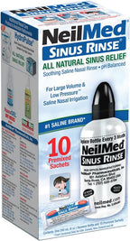 NeilMed Sinus Rinse Starter Kit with 5 Premixed Saline Packets - Large Volume Low Pressure Saline Nasal Irrigation & moisturizing Complete System