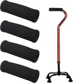 4Pcs Walking Cane Hand Grips - Black Foam Replacement for Offset Canes