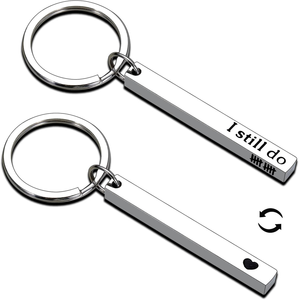 KINMES 10th Anniversary Tin Gifts - 10 Year Tin Anniversary Wedding Gifts for Husband Wife Boyfriend Girlfriend I Still Do Keychain for Him Her Married Couples