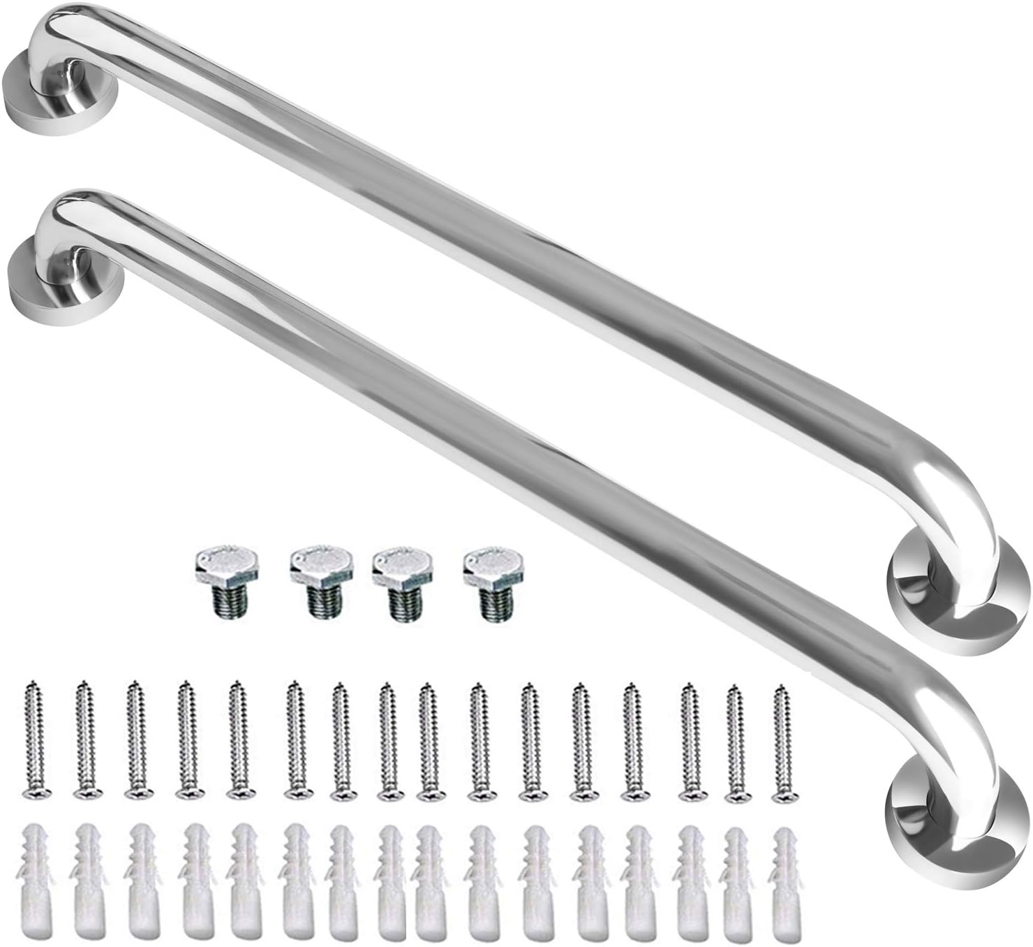 2 Pack 24 Inch Shower Grab Bar, iMomwee Chrome Stainless Steel Bathroom Grab Bar Handle, Bathroom Shower Balance Bar,Safety Hand Rail Support,Handicap Elderly Senior Assist Bath Handle(1.25" Diameter)