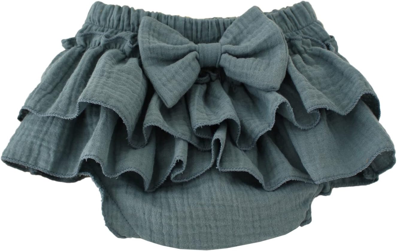 Baby Girls Bloomer Skirt Shorts Bowknot Cotton Gauze Ruffle Diaper Cover Shorts Briefs Cute Bloomers Underpants