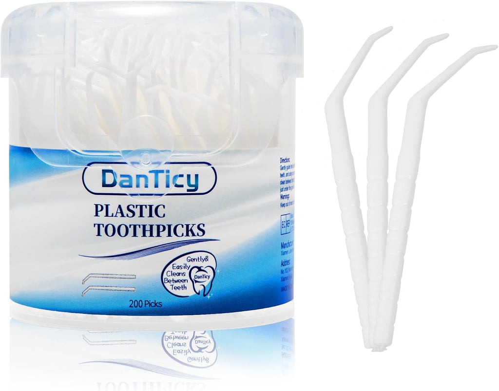 Interdental Toothpicks, Disposable Plastic Curved Hook Toothpicks, Ultra Teeth Cleaning Tool for Daily Care of Removes Plaque and Debris Between Your Teeth 200PCS (Pack of 1)