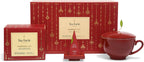 Tea Forte Warming Joy Tea Gift Set, Tea Gift Box with Red Cafe Cup, Tea Tray & Tea Bags Variety Pack with 10 Organic Pyramid Tea Infuser Bags