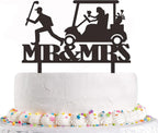 Golf Wedding Cake Topper, Funny Golf Theme Wedding Cake Topper - Groom Run Ahead and Bride Rides Golf Cart Chased