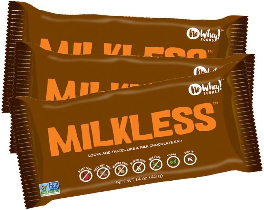 Vegan, Gluten Free, Nut Free | Milkless Chocolate Bars (3 Pack) | Dairy Free, Soy Free, Sesame Free | Allergy Friendly Snacks | No Whey Foods