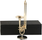 Miniature Trombone with Stand and Case Brass Mini Musical Instrument Trombone Replica Collectible Figurines Dollhouse Accessories Model Home Decoration Display Ornament (5.91"x1.30")