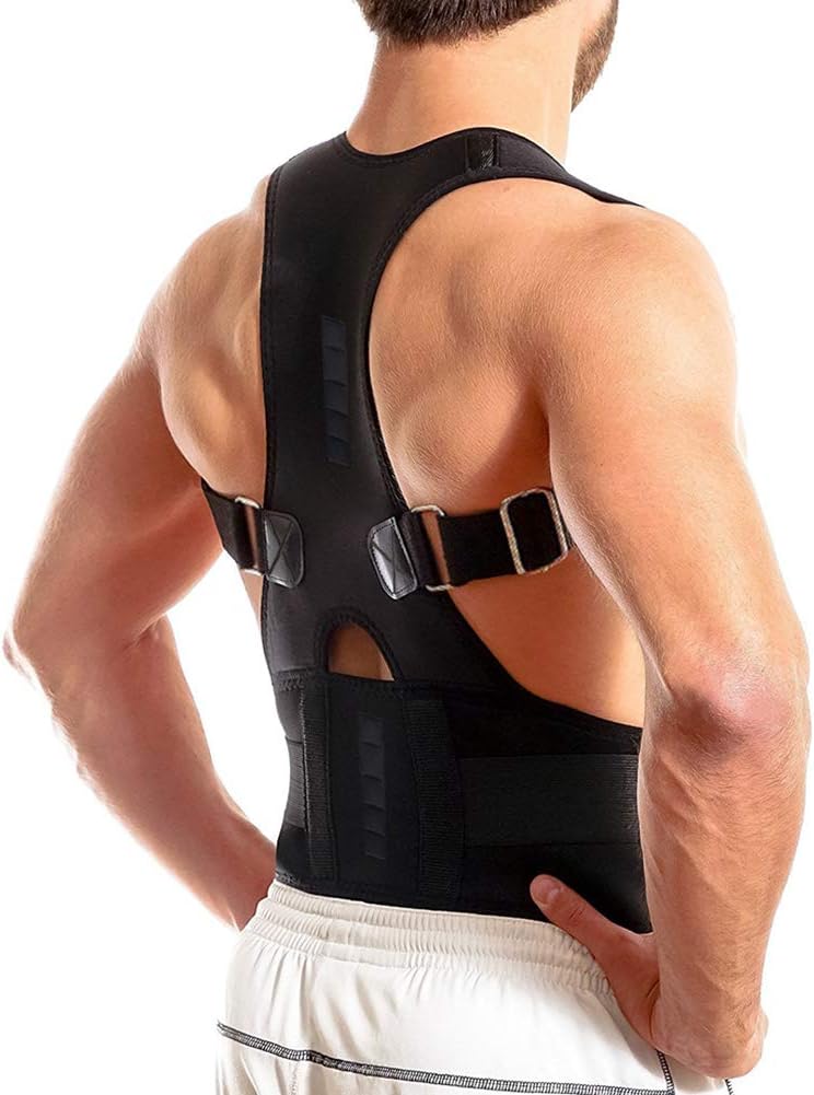 Thoracic Back Brace Posture Corrector- Magnetic Lumbar Back Support Belt-Back Pain Relief, Improve Thoracic Kyphosis, for Lower and Upper Back Pain Men & Women (Black, XX-Large)