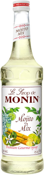 Monin - Mojito Mix Syrup, Sweet Herbal Mint Flavor, Great for Frozen Cocktails, Mocktails, & Delicious Desserts, Gluten-Free, Vegan, Non-GMO (750 ml)