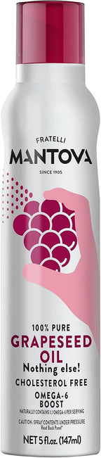 Mantova Grapeseed Oil, 100% Pure Cooking Spray with Omega-6, perfect for grilling, baking, or seasoning for cooking, our oil dispenser bottle lets you spray, drip, or stream with no waste, 5 oz