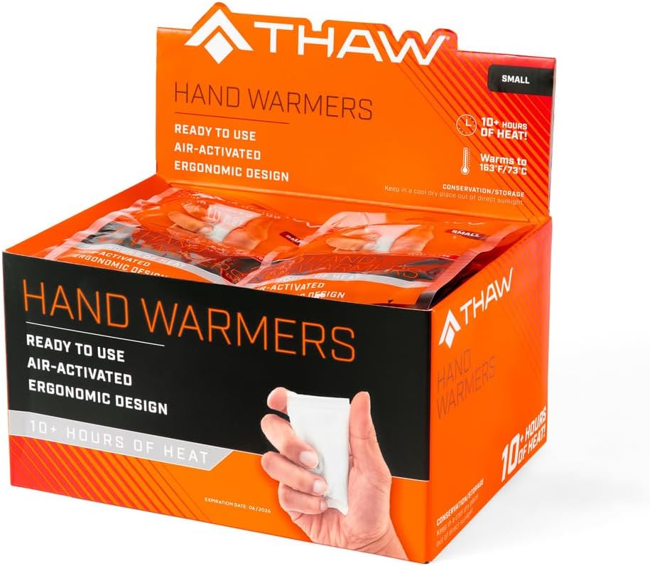 THAW Disposable Hand Warmers | Small Air-Activated Disposable Hand Warmers, Long Lasting 10+ Hours of Heat, Portable & Ready-to-Use, TSA Approved
