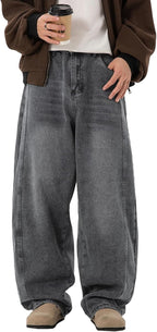 Mens Baggy Jeans Y2k Wide Leg Loose Fit Jeans Streetwear Denim Washed Hip Hop Pants