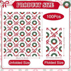 Potchen 100 Pcs Christmas Guest Paper Napkins Disposable Bathroom Hand Towels 3 Ply Bow Dinner Napkins for Xmas Bathroom Kitchen Decoupage Birthday Holiday Party Supplies(Christmas Wreaths and Bows)