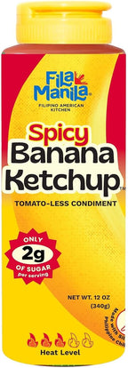 FilaManila Spicy Banana Ketchup, No Tomato Condiment Filipino Sauce & Condiment, Sweet and Spicy Banana Ketchup – 12 Ounce Resealable Bottle, Award-Winning, Vegan, No MSG, Gluten Free, Dairy Free (1 Pack)