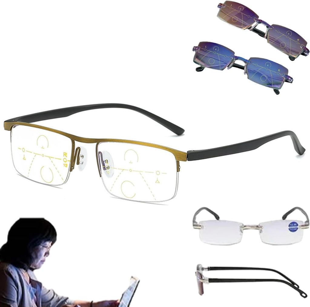 Sapphire Reading Glasses, Sapphire High Hardness Anti Blue Light Intelligent Dual Focus Reading Glasses