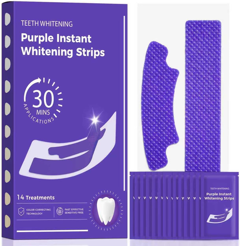 Purple Teeth Whitening Strips - Professional-Grade Whitening, Effectively Removes Stains and Bad Breath Caused by Smoking, Drinking, and Coffee,Achieve a Beautiful and Confident Smile(14 PCS, Mint)