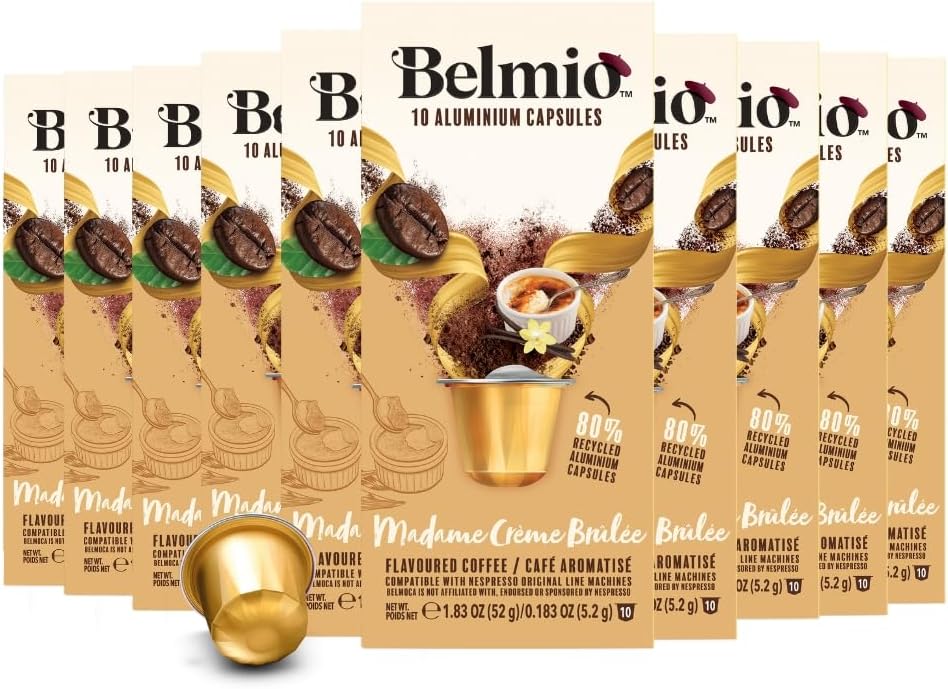 Belmio Madame Crème Brûlée Espresso Coffee Pods – Medium Roast – Creamy & Sweet - Nespresso Original Line Compatible – 10 Count (Pack of 10)