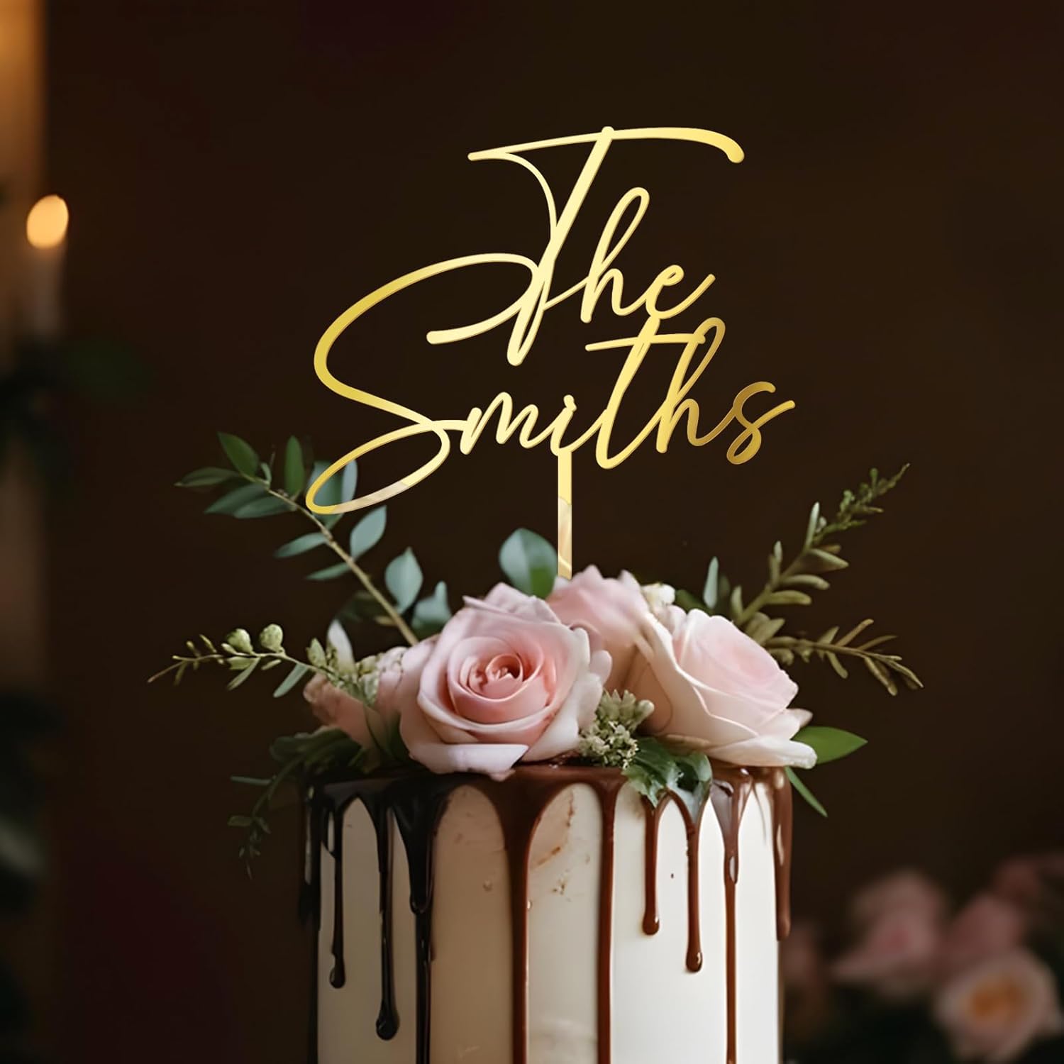 Personalized Wedding Cake Topper in Acrylic Custom Bride and Groom Last Name Cake Decoration