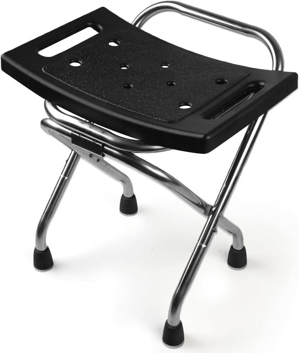 Shower Chair Seat, Stainless Shower Chair for Folding, Safety Anti-Slip Shower Bath Chairs for Seniors/Disabled by