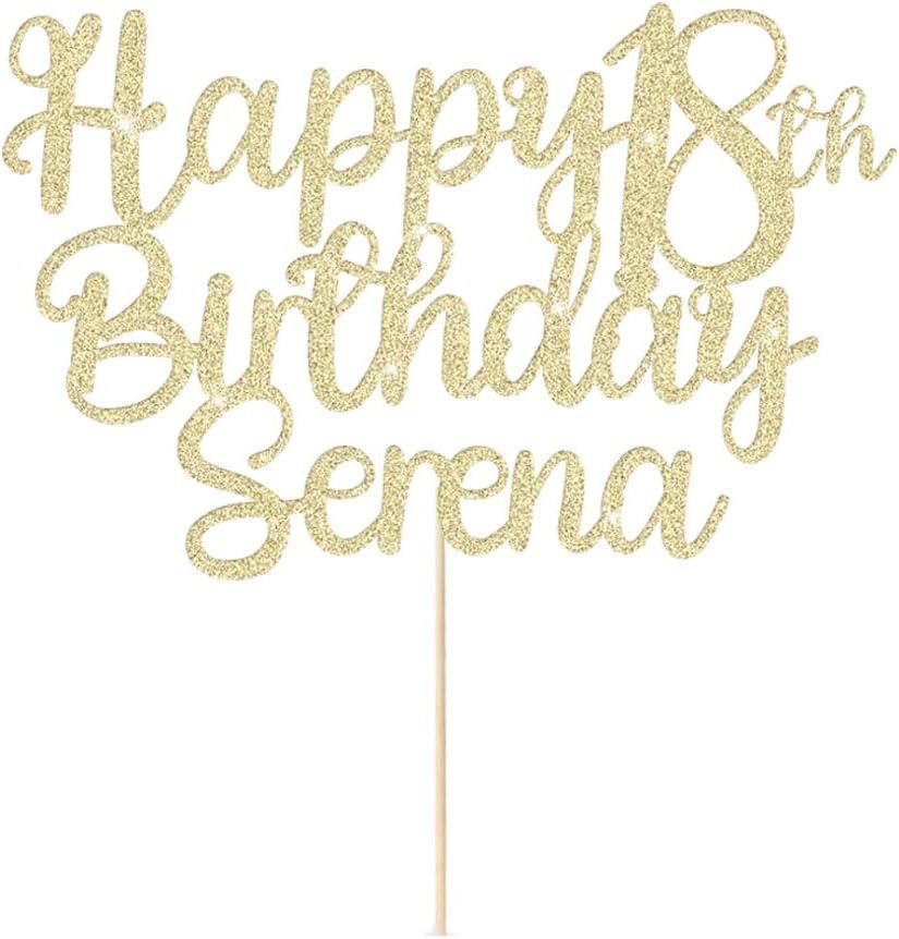 Happy Birthday Cake Topper Personalized Cake Topper Customised Birthday Cake Toppers with Any Name Age Multicoloured Custom Glitter Party Decorations 1st 18th 21st 30th 60th Birthday (Champagne Gold)