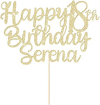 Happy Birthday Cake Topper Personalized Cake Topper Customised Birthday Cake Toppers with Any Name Age Multicoloured Custom Glitter Party Decorations 1st 18th 21st 30th 60th Birthday (Champagne Gold)